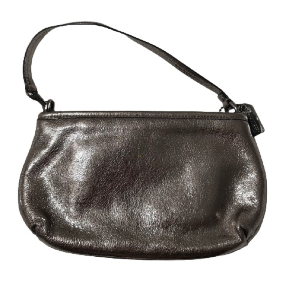 Coach Clutch Wristlet Pewter Leather - Picture 2 of 5